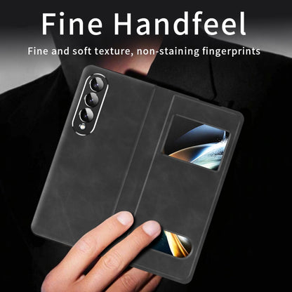 For Samsung Galaxy Z Fold4 Mature Window View Flip Leather Phone Case(Black Nappa) - Galaxy Z Flip4 5G Cases by buy2fix | Online Shopping UK | buy2fix