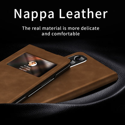 For Samsung Galaxy Z Fold3 5G Mature Window View Flip Leather Phone Case(Brown Nappa) - Galaxy Phone Cases by buy2fix | Online Shopping UK | buy2fix