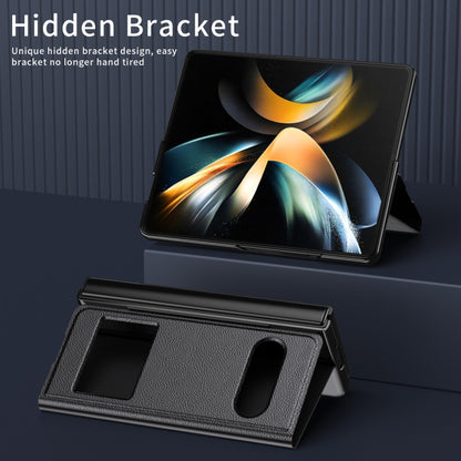 For Samsung Galaxy Z Fold3 5G Mature Window View Flip Leather Phone Case(Black Lychee) - Galaxy Phone Cases by buy2fix | Online Shopping UK | buy2fix