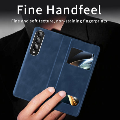 For Samsung Galaxy Z Fold2 5G Mature Window View Flip Leather Phone Case(Blue Nappa) - Galaxy Phone Cases by buy2fix | Online Shopping UK | buy2fix