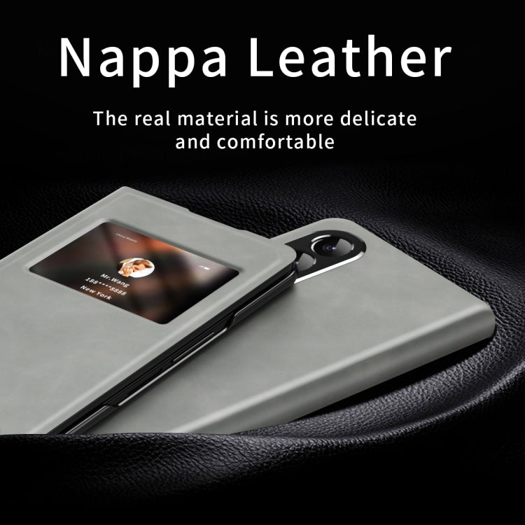 For Samsung Galaxy Z Fold2 5G Mature Window View Flip Leather Phone Case(White Nappa) - Galaxy Phone Cases by buy2fix | Online Shopping UK | buy2fix