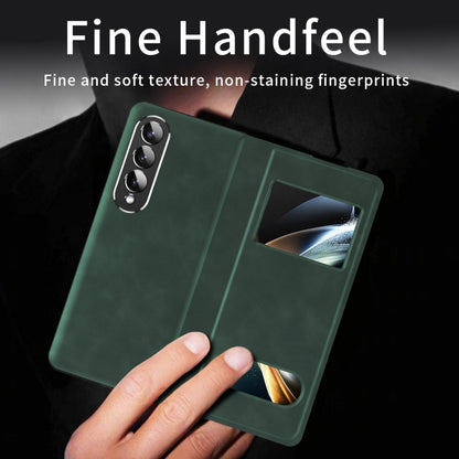 For Samsung Galaxy Z Fold2 5G Mature Window View Flip Leather Phone Case(Green Nappa) - Galaxy Phone Cases by buy2fix | Online Shopping UK | buy2fix