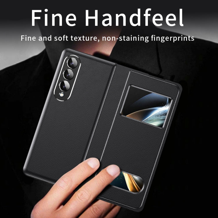 For Samsung Galaxy Z Fold2 5G Mature Window View Flip Leather Phone Case(Black Lychee) - Galaxy Phone Cases by buy2fix | Online Shopping UK | buy2fix