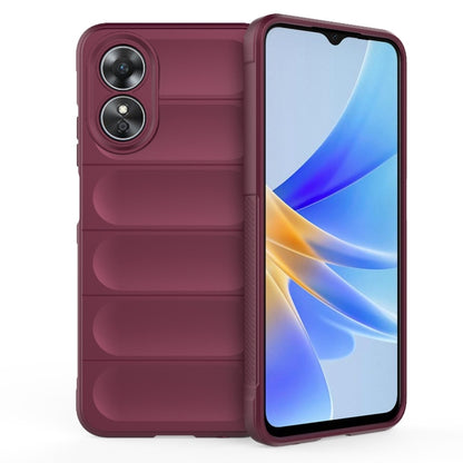 For OPPO A17 4G Global Magic Shield TPU + Flannel Phone Case(Wine Red) by buy2fix