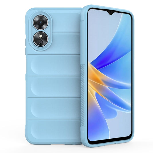 For OPPO A17 4G Global Magic Shield TPU + Flannel Phone Case(Light Blue) by buy2fix