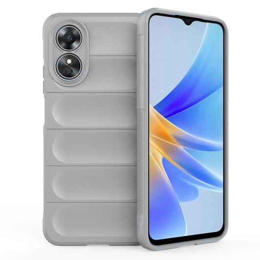 For OPPO A17 4G Global Magic Shield TPU + Flannel Phone Case(Grey) by buy2fix