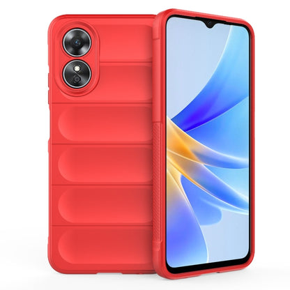 For OPPO A17 4G Global Magic Shield TPU + Flannel Phone Case(Red) by buy2fix