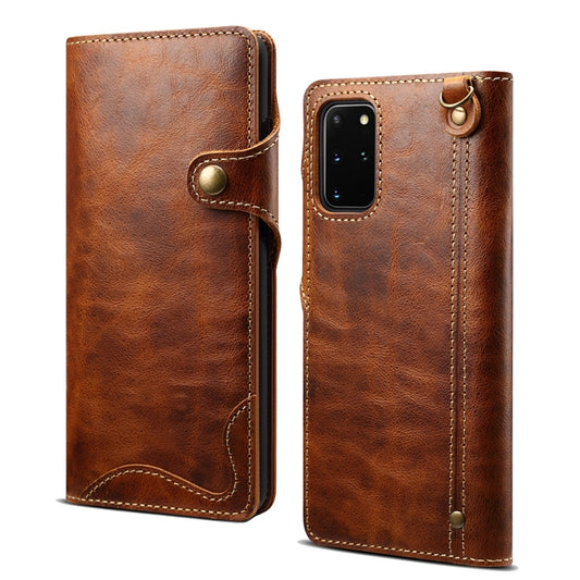 For Samsung Galaxy S20 Denior Oil Wax Cowhide Magnetic Button Genuine Leather Case(Brown) - Galaxy Phone Cases by Denior | Online Shopping UK | buy2fix