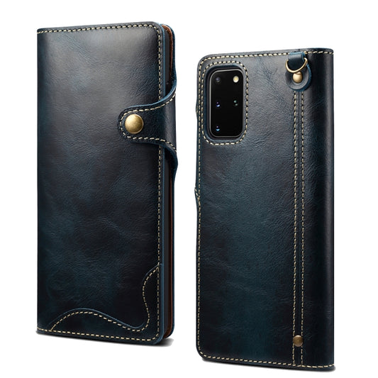 For Samsung Galaxy S20+ Denior Oil Wax Cowhide Magnetic Button Genuine Leather Case(Dark Blue) - Galaxy Phone Cases by Denior | Online Shopping UK | buy2fix