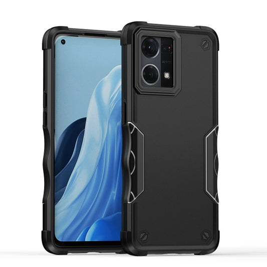 For OPPO Reno7 4G Non-slip Shockproof Armor Phone Case(Black) by buy2fix