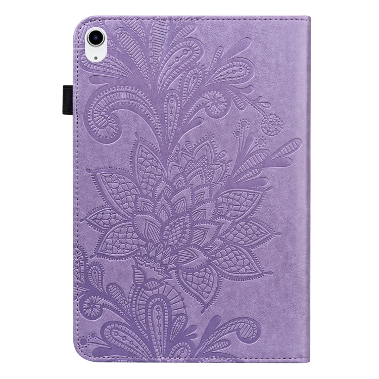 For iPad 2025 / 2022 Lace Flower Embossing Pattern Leather Tablet Case(Purple) - iPad 2025 / 2022 Cases by buy2fix | Online Shopping UK | buy2fix
