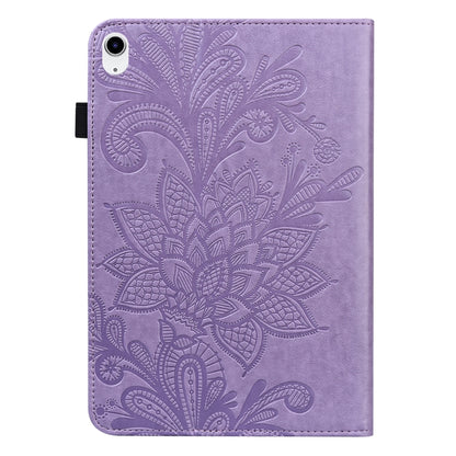 For iPad 2025 / 2022 Lace Flower Embossing Pattern Leather Tablet Case(Purple) - iPad 2025 / 2022 Cases by buy2fix | Online Shopping UK | buy2fix