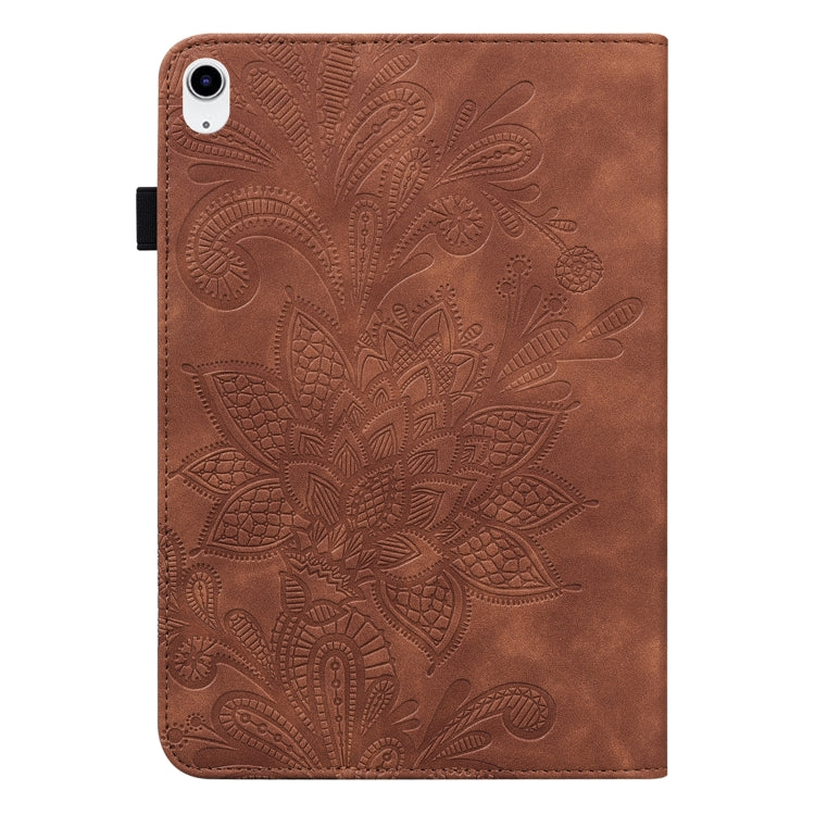 For iPad 2025 / 2022 Lace Flower Embossing Pattern Leather Tablet Case(Brown) - iPad 2025 / 2022 Cases by buy2fix | Online Shopping UK | buy2fix