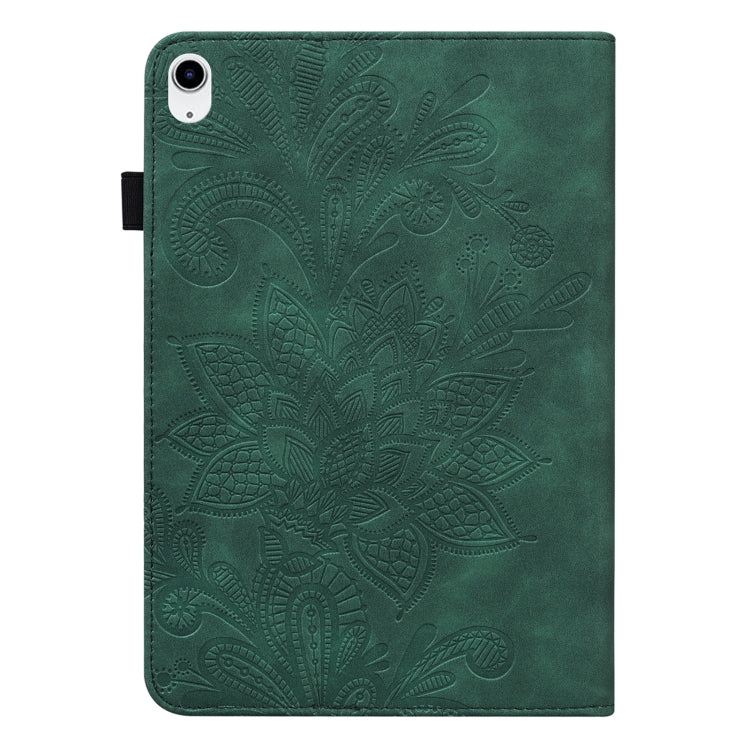 For iPad 2025 / 2022 Lace Flower Embossing Pattern Leather Tablet Case(Green) - iPad 2025 / 2022 Cases by buy2fix | Online Shopping UK | buy2fix