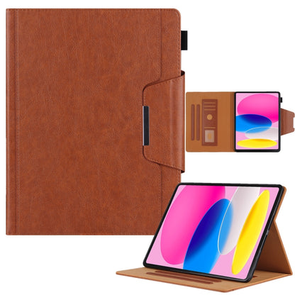For iPad 2025 / 2022 Solid Color Metal Buckle Leather Smart Tablet Case(Brown) - iPad 2025 / 2022 Cases by buy2fix | Online Shopping UK | buy2fix