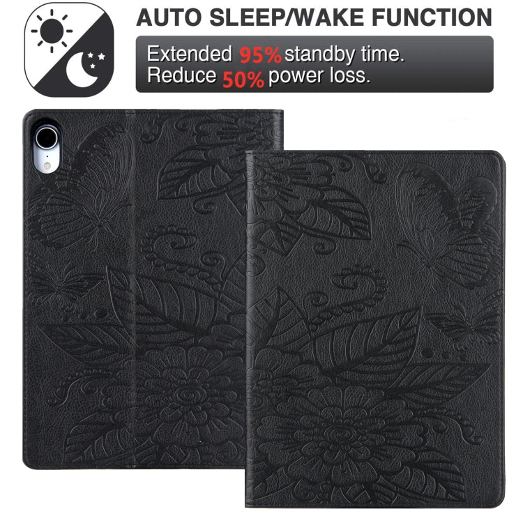 For iPad 2025 / 2022 Butterfly Love Flower Embossed Leather Smart Tablet Case(Black) - iPad 2025 / 2022 Cases by buy2fix | Online Shopping UK | buy2fix