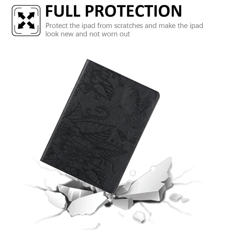 For iPad 2025 / 2022 Butterfly Love Flower Embossed Leather Smart Tablet Case(Black) - iPad 2025 / 2022 Cases by buy2fix | Online Shopping UK | buy2fix