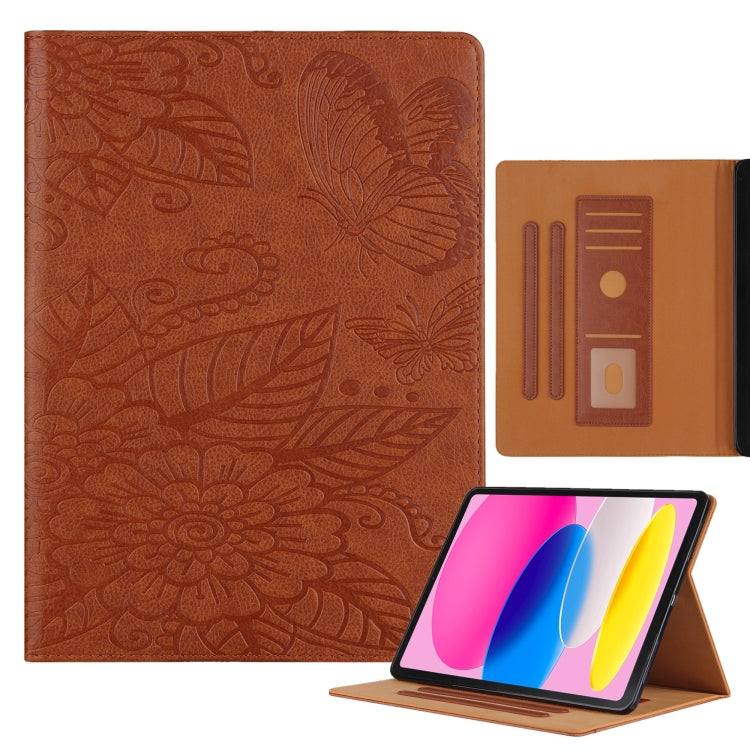 For iPad 2025 / 2022 Butterfly Love Flower Embossed Leather Smart Tablet Case(Brown) - iPad 2025 / 2022 Cases by buy2fix | Online Shopping UK | buy2fix