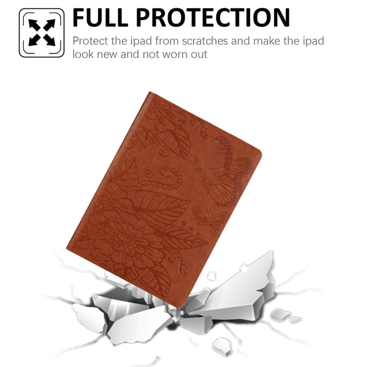 For iPad 2025 / 2022 Butterfly Love Flower Embossed Leather Smart Tablet Case(Brown) - iPad 2025 / 2022 Cases by buy2fix | Online Shopping UK | buy2fix