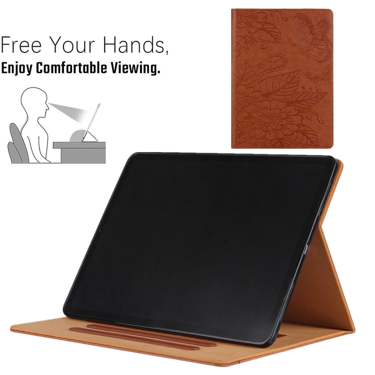 For iPad 2025 / 2022 Butterfly Love Flower Embossed Leather Smart Tablet Case(Brown) - iPad 2025 / 2022 Cases by buy2fix | Online Shopping UK | buy2fix