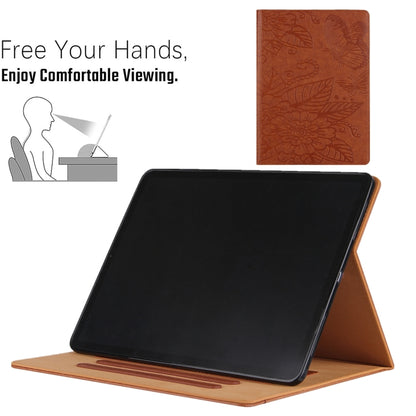 For iPad 2025 / 2022 Butterfly Love Flower Embossed Leather Smart Tablet Case(Brown) - iPad 2025 / 2022 Cases by buy2fix | Online Shopping UK | buy2fix
