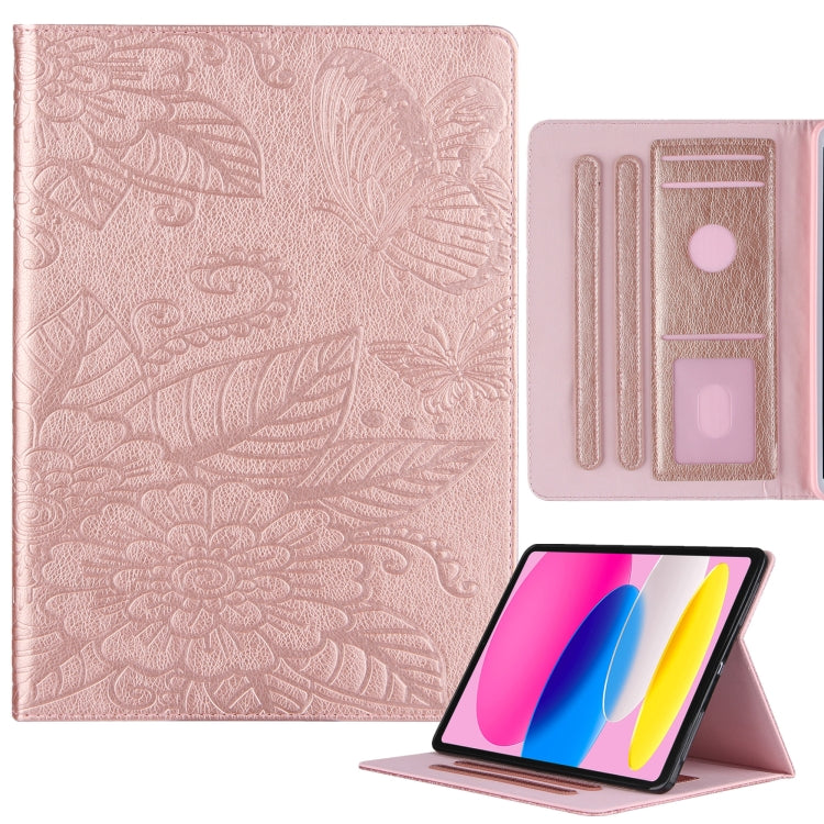 For iPad 2025 / 2022 Butterfly Love Flower Embossed Leather Smart Tablet Case(Rose Gold) - iPad 2025 / 2022 Cases by buy2fix | Online Shopping UK | buy2fix