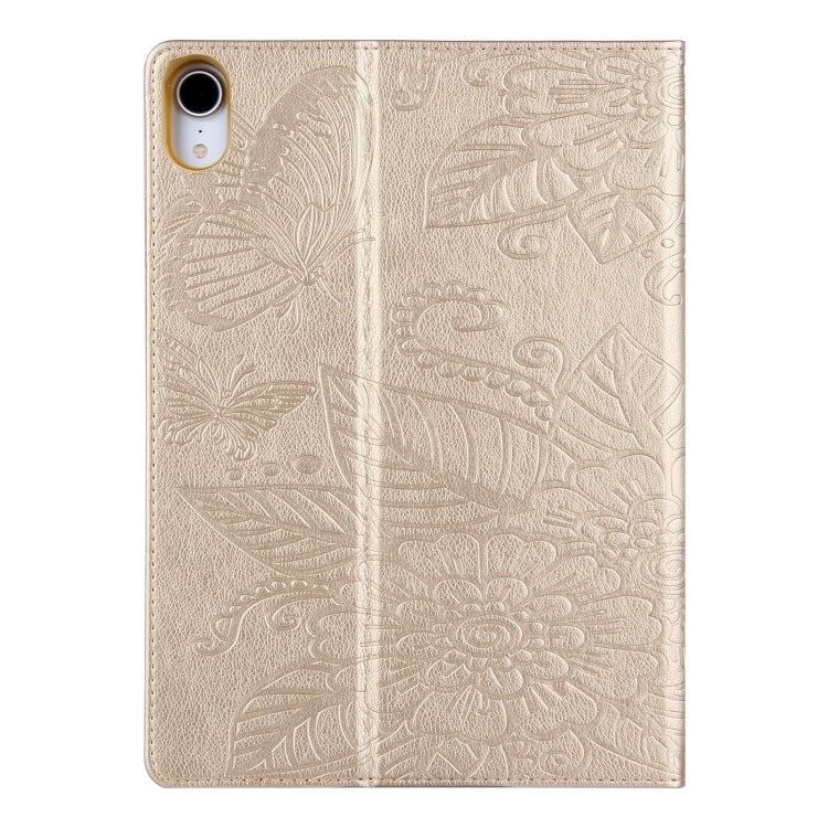 For iPad 2025 / 2022 Butterfly Love Flower Embossed Leather Smart Tablet Case(Gold) - iPad 2025 / 2022 Cases by buy2fix | Online Shopping UK | buy2fix