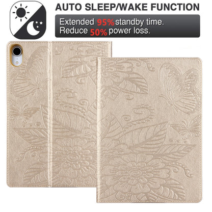 For iPad 2025 / 2022 Butterfly Love Flower Embossed Leather Smart Tablet Case(Gold) - iPad 2025 / 2022 Cases by buy2fix | Online Shopping UK | buy2fix