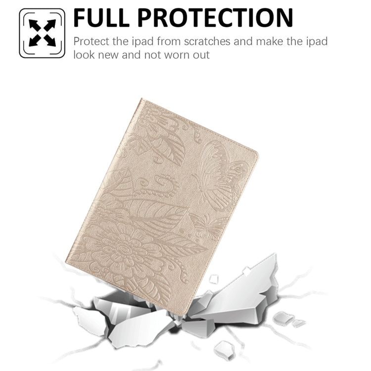 For iPad 2025 / 2022 Butterfly Love Flower Embossed Leather Smart Tablet Case(Gold) - iPad 2025 / 2022 Cases by buy2fix | Online Shopping UK | buy2fix