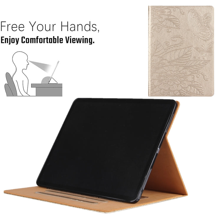 For iPad 2025 / 2022 Butterfly Love Flower Embossed Leather Smart Tablet Case(Gold) - iPad 2025 / 2022 Cases by buy2fix | Online Shopping UK | buy2fix
