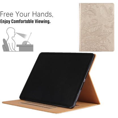 For iPad 2025 / 2022 Butterfly Love Flower Embossed Leather Smart Tablet Case(Gold) - iPad 2025 / 2022 Cases by buy2fix | Online Shopping UK | buy2fix