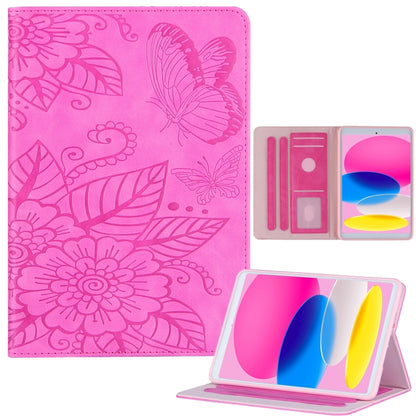 For iPad 2025 / 2022 Butterfly Love Flower Embossed Leather Smart Tablet Case(Rose Red) - iPad 2025 / 2022 Cases by buy2fix | Online Shopping UK | buy2fix