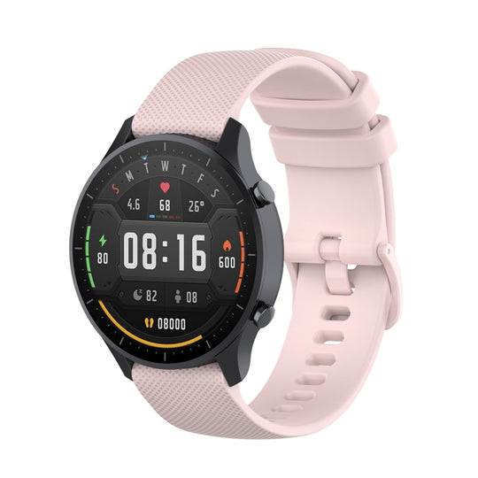 For Xiaomi Watch Color 22mm Small Plaid Texture Silicone Wrist Strap Watchband(Rose Pink)
