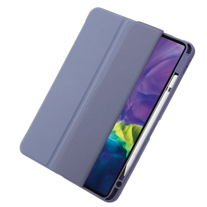 For iPad Pro 11 2022 / 2021 / 2020 / 2018 / Air 2022 / 2020 10.9 3-Fold 360 Rotation Acrylic Leather Smart Tablet Case(Lavender Purple Gray) - iPad Pro 11 (2022/2021) Cases by buy2fix | Online Shopping UK | buy2fix