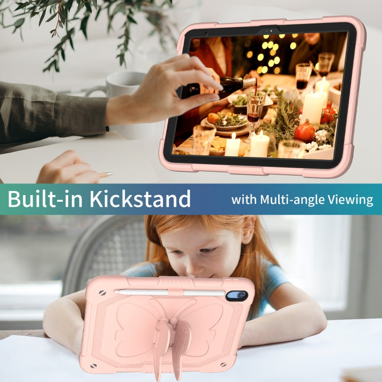 For iPad 2025 / 2022 Butterfly Kickstand Heavy Duty Hard Rugged Tablet Case(Rose Pink) - iPad 2025 / 2022 Cases by buy2fix | Online Shopping UK | buy2fix