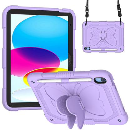 For iPad 2025 / 2022 Butterfly Kickstand Heavy Duty Hard Rugged Tablet Case(Light Purple) - iPad 2025 / 2022 Cases by buy2fix | Online Shopping UK | buy2fix