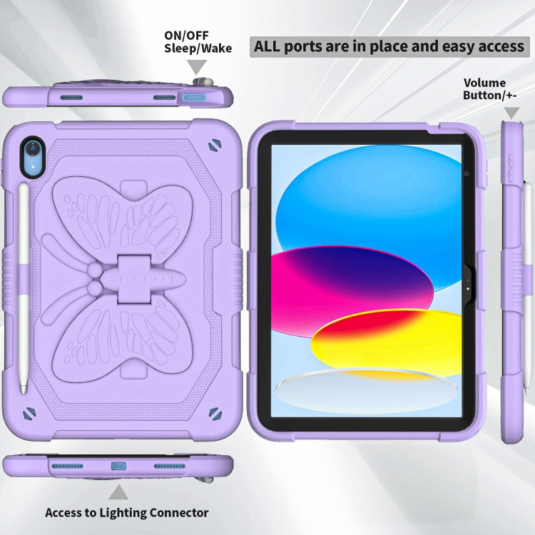 For iPad 2025 / 2022 Butterfly Kickstand Heavy Duty Hard Rugged Tablet Case(Light Purple) - iPad 2025 / 2022 Cases by buy2fix | Online Shopping UK | buy2fix