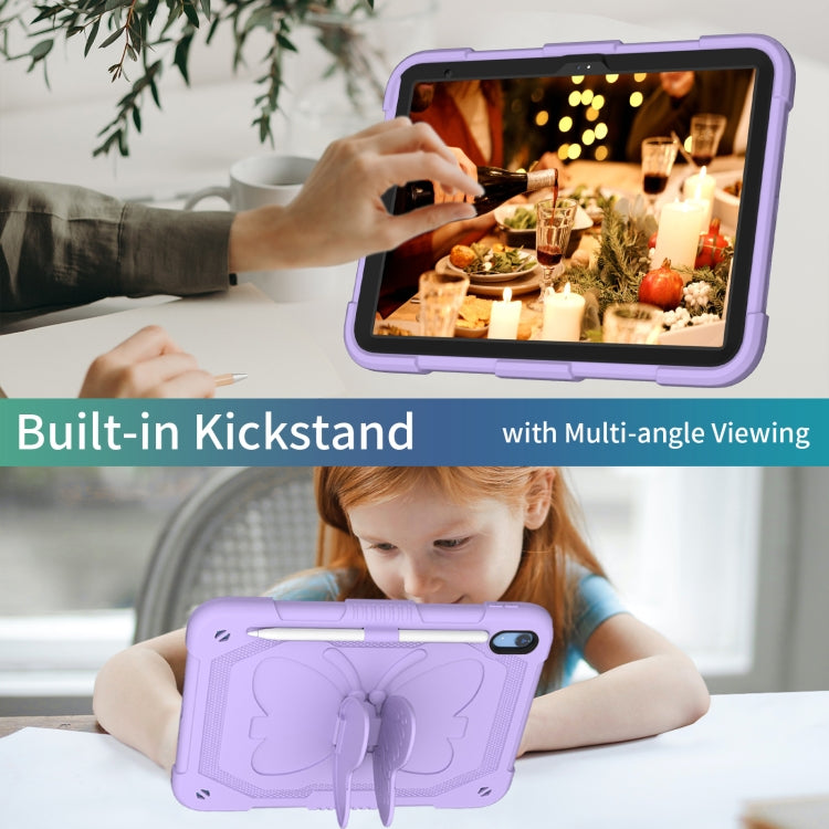 For iPad 2025 / 2022 Butterfly Kickstand Heavy Duty Hard Rugged Tablet Case(Light Purple) - iPad 2025 / 2022 Cases by buy2fix | Online Shopping UK | buy2fix