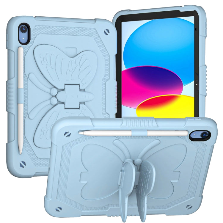 For iPad 2025 / 2022 Butterfly Kickstand Heavy Duty Hard Rugged Tablet Case(Ice Blue) - iPad 2025 / 2022 Cases by buy2fix | Online Shopping UK | buy2fix