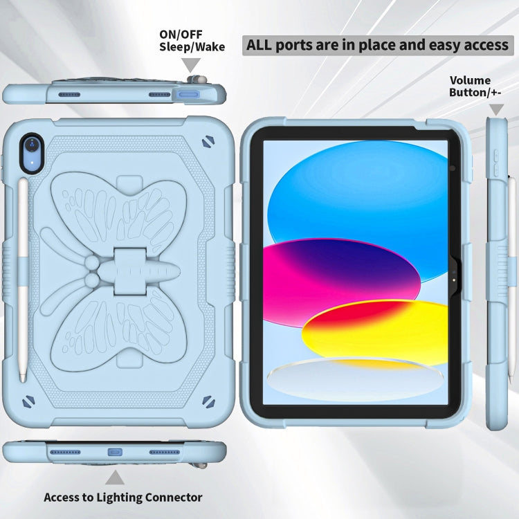 For iPad 2025 / 2022 Butterfly Kickstand Heavy Duty Hard Rugged Tablet Case(Ice Blue) - iPad 2025 / 2022 Cases by buy2fix | Online Shopping UK | buy2fix