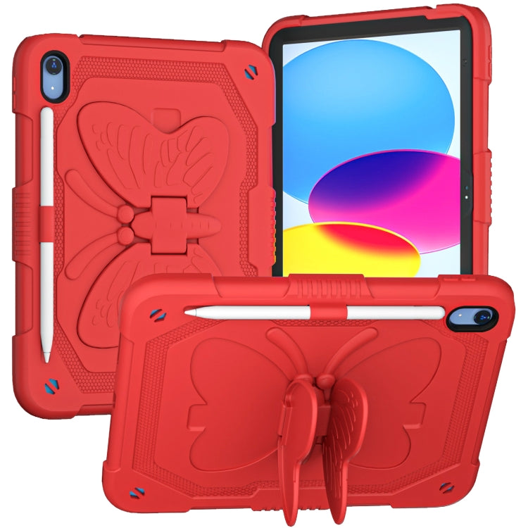 For iPad 2025 / 2022 Butterfly Kickstand Heavy Duty Hard Rugged Tablet Case(Red) - iPad 2025 / 2022 Cases by buy2fix | Online Shopping UK | buy2fix
