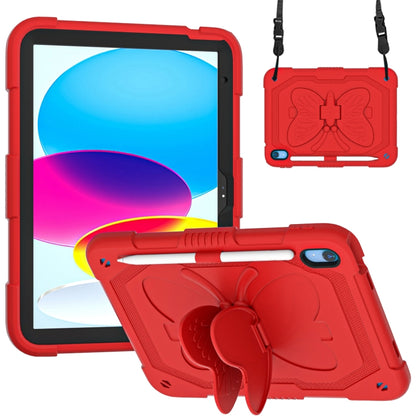 For iPad 2025 / 2022 Butterfly Kickstand Heavy Duty Hard Rugged Tablet Case(Red) - iPad 2025 / 2022 Cases by buy2fix | Online Shopping UK | buy2fix