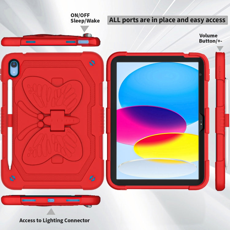 For iPad 2025 / 2022 Butterfly Kickstand Heavy Duty Hard Rugged Tablet Case(Red) - iPad 2025 / 2022 Cases by buy2fix | Online Shopping UK | buy2fix