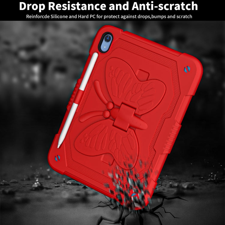 For iPad 2025 / 2022 Butterfly Kickstand Heavy Duty Hard Rugged Tablet Case(Red) - iPad 2025 / 2022 Cases by buy2fix | Online Shopping UK | buy2fix