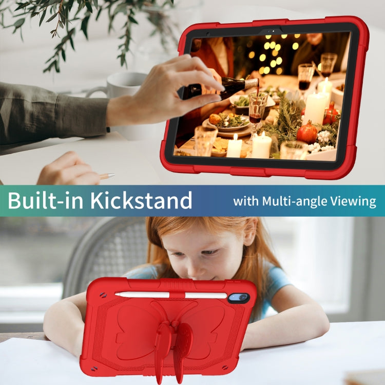 For iPad 2025 / 2022 Butterfly Kickstand Heavy Duty Hard Rugged Tablet Case(Red) - iPad 2025 / 2022 Cases by buy2fix | Online Shopping UK | buy2fix