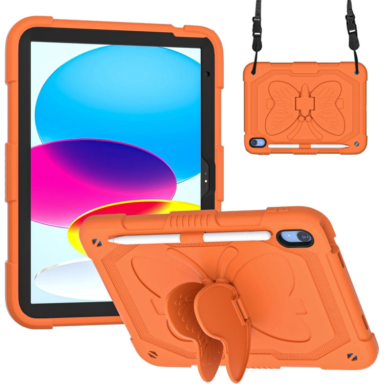 For iPad 2025 / 2022 Butterfly Kickstand Heavy Duty Hard Rugged Tablet Case(Gold Orange) - iPad 2025 / 2022 Cases by buy2fix | Online Shopping UK | buy2fix