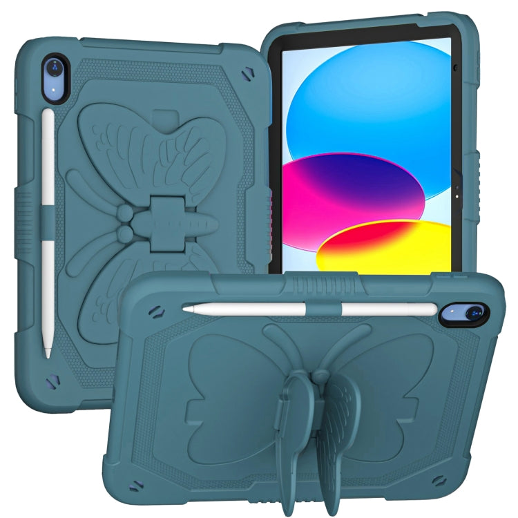For iPad 2025 / 2022 Butterfly Kickstand Heavy Duty Hard Rugged Tablet Case(Dark Green) - iPad 2025 / 2022 Cases by buy2fix | Online Shopping UK | buy2fix