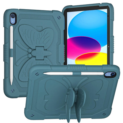 For iPad 2025 / 2022 Butterfly Kickstand Heavy Duty Hard Rugged Tablet Case(Dark Green) - iPad 2025 / 2022 Cases by buy2fix | Online Shopping UK | buy2fix