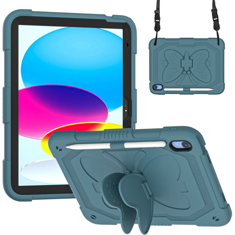 For iPad 2025 / 2022 Butterfly Kickstand Heavy Duty Hard Rugged Tablet Case(Dark Green) - iPad 2025 / 2022 Cases by buy2fix | Online Shopping UK | buy2fix