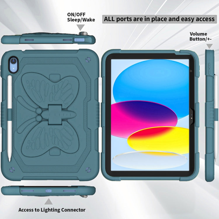 For iPad 2025 / 2022 Butterfly Kickstand Heavy Duty Hard Rugged Tablet Case(Dark Green) - iPad 2025 / 2022 Cases by buy2fix | Online Shopping UK | buy2fix